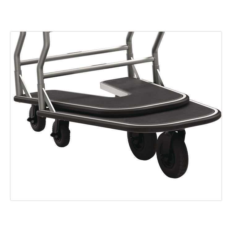 Nesting Luggage Cart with Rubber Platform, Capacity, 300 lb Capacity, 27 x 37 x 37.5, Silver/Black