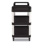 Three-Shelf Service Cart, Metal/Plastic, 3 Shelves, 300 lb Capacity, 20" x 39.85" x 38.17", Black