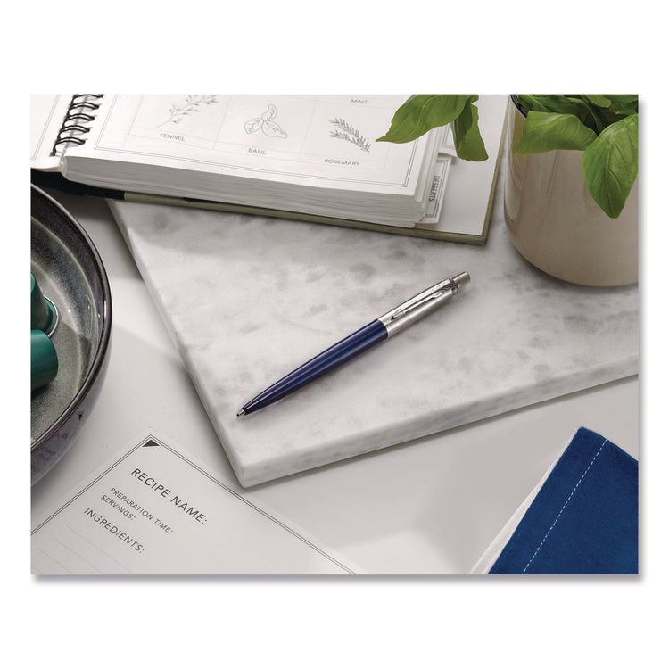 Jotter Ballpoint Pen, Retractable, Medium 1 Mm, Blue Ink, Royal Blue/chrome Barrel