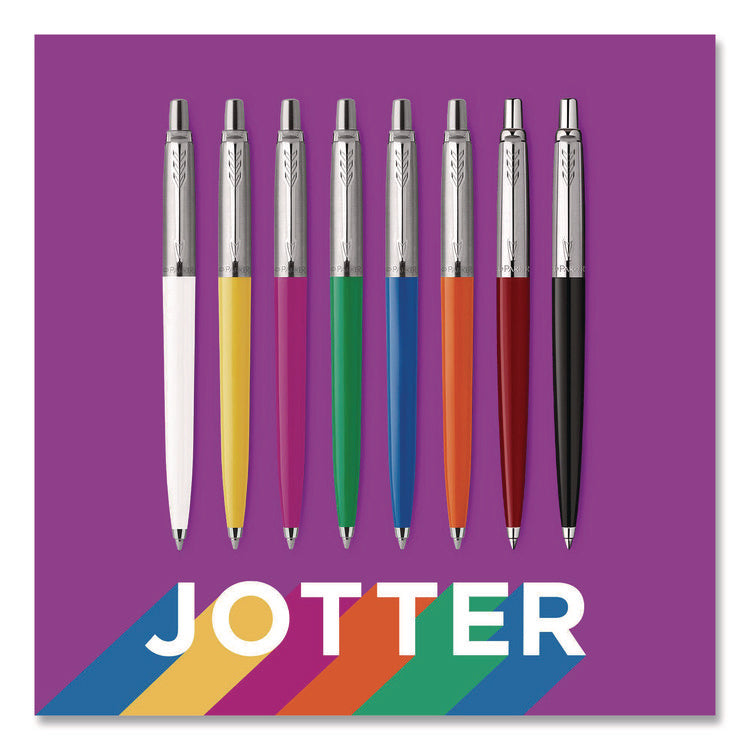 Jotter Ballpoint Pen, Retractable, Medium 0.7 mm, Blue Ink, Royal Blue/Chrome Barrel