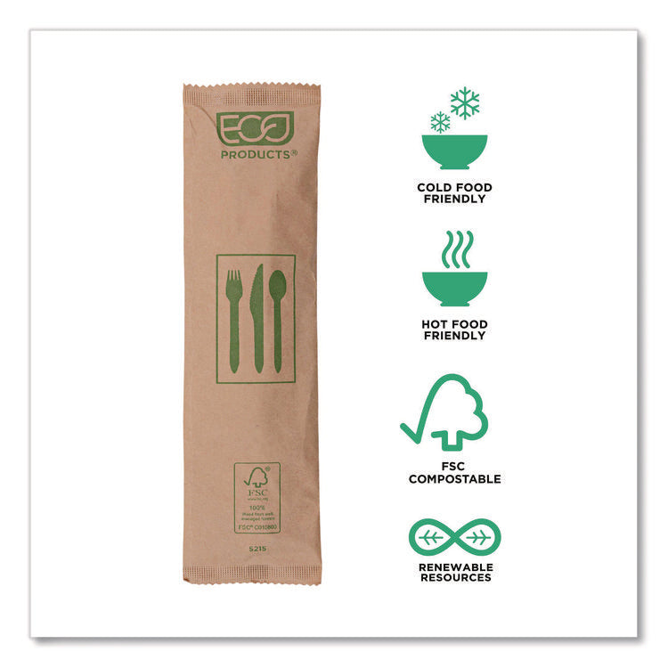 Wood Cutlery, General Purpose, Fork/Knife/Napkin/Spoon, Natural, 500/Carton