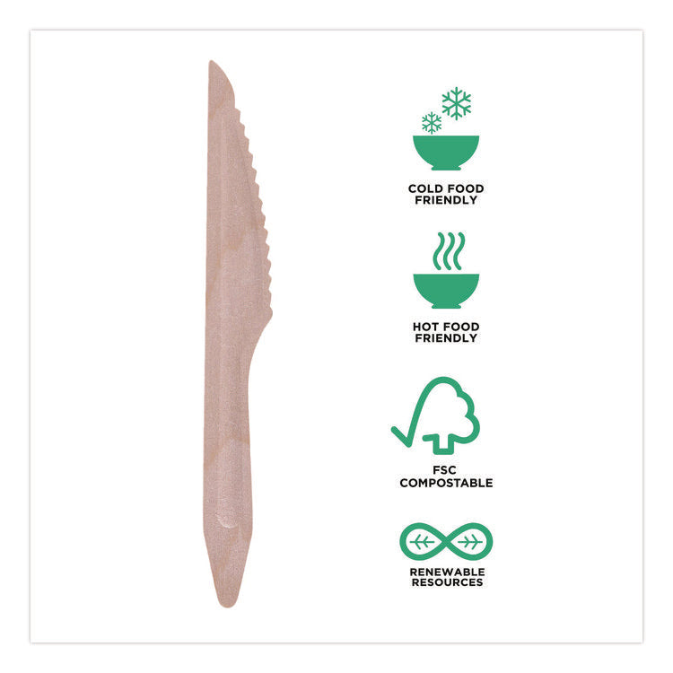 Wood Cutlery, General Purpose Knife, Natural, 500/Carton
