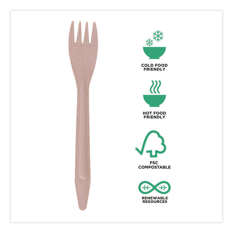 Wood Cutlery, General Purpose Fork, Natural, 500/Carton