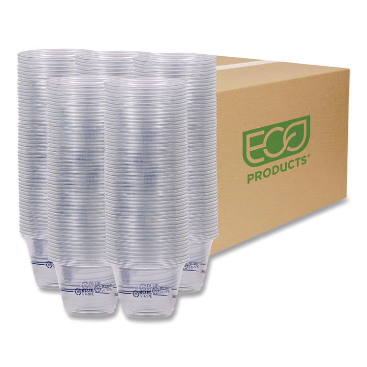 BlueStripe 25% Recycled Content Cold Cups, 9 oz, Plastic, Clear/Blue, 50/Pack, 20 Packs/Carton