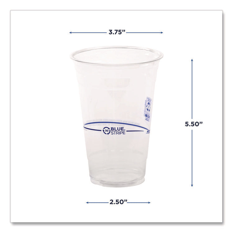 BlueStripe 25% Recycled Content Cold Cups, 20 oz, Plastic, Clear/Blue, 1,000/Carton
