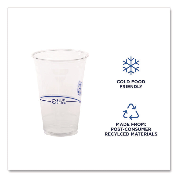 BlueStripe 25% Recycled Content Cold Cups, 20 oz, Plastic, Clear/Blue, 1,000/Carton