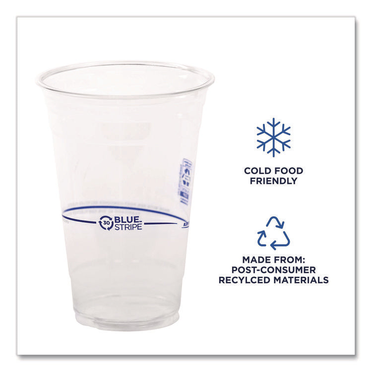 BlueStripe Recycled Content Clear Plastic Cold Drink Cups, 24 oz, 600/Carton