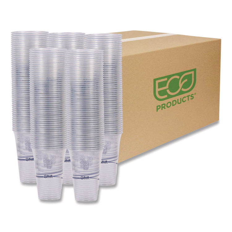 BlueStripe Recycled Content Clear Plastic Cold Drink Cups, 24 oz, 600/Carton