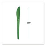 Plantware Compostable Cutlery, Knife, Plastic, Green, 1,000/Carton