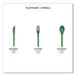 Plantware Compostable Cutlery, Knife, Plastic, Green, 1,000/Carton