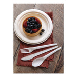 Plantware Compostable Cutlery, Fork, Plastic, White, 1,000/Carton