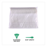Plantware Compostable Soup Spoon, Heavyweight, Plastic, White, 50/Pack, 20 Packs/Carton