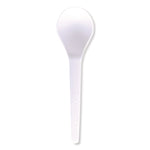 Plantware Compostable Soup Spoon, Heavyweight, Plastic, White, 50/Pack, 20 Packs/Carton