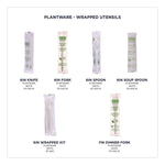 Plantware Compostable Cutlery Kit, Fork/Knife/Napkin/Spoon, Pearl White, 250 Kits/Carton