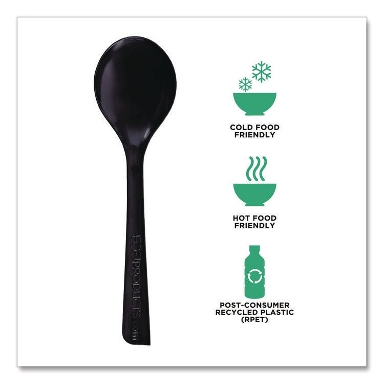 100% Recycled Content Cutlery, Soup Spoon, Plastic, Black, 50/Pack, 20 Packs/Carton