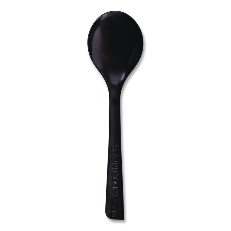 100% Recycled Content Cutlery, Soup Spoon, Plastic, Black, 50/Pack, 20 Packs/Carton