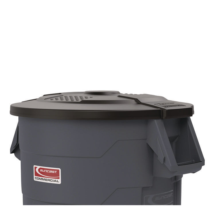 Utility Trash Can Lid for 44 gal Trash Can, 24.88" Diameter x 3", Black