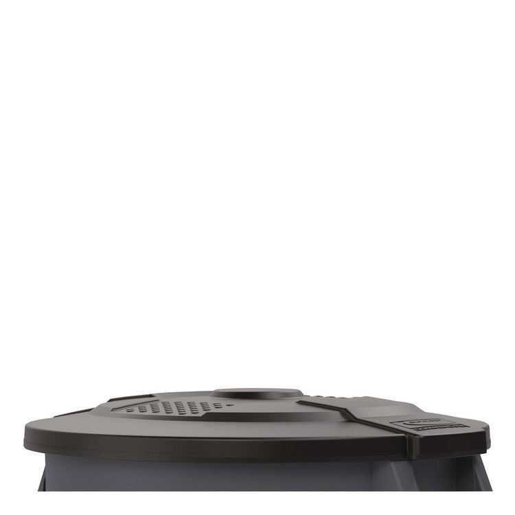 Utility Trash Can Lid for 44 gal Trash Can, 24.88" Diameter x 3", Black