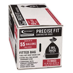 Precise Fit Contractor Bag, Open-Face, 55 gal, 3 mil, 41" x 49", Black, 15/Box