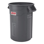 Injection Molded Utility Trash Can, 32 gal, Plastic/Resin, Gray
