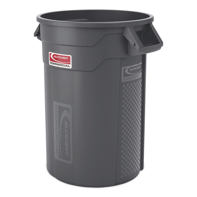 Injection Molded Utility Trash Can, 32 gal, Plastic/Resin, Gray
