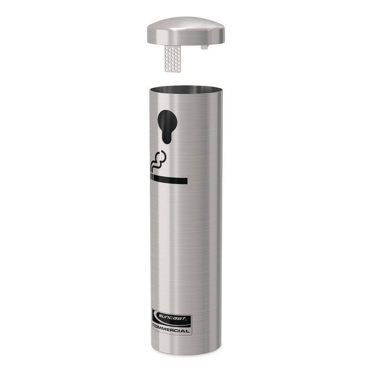 Smokers Ashtray Receptacle Attachment, Stainless Steel, Silver, Black