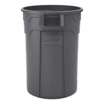 Injection Molded Utility Trash Can, 32 gal, Plastic/Resin, Gray