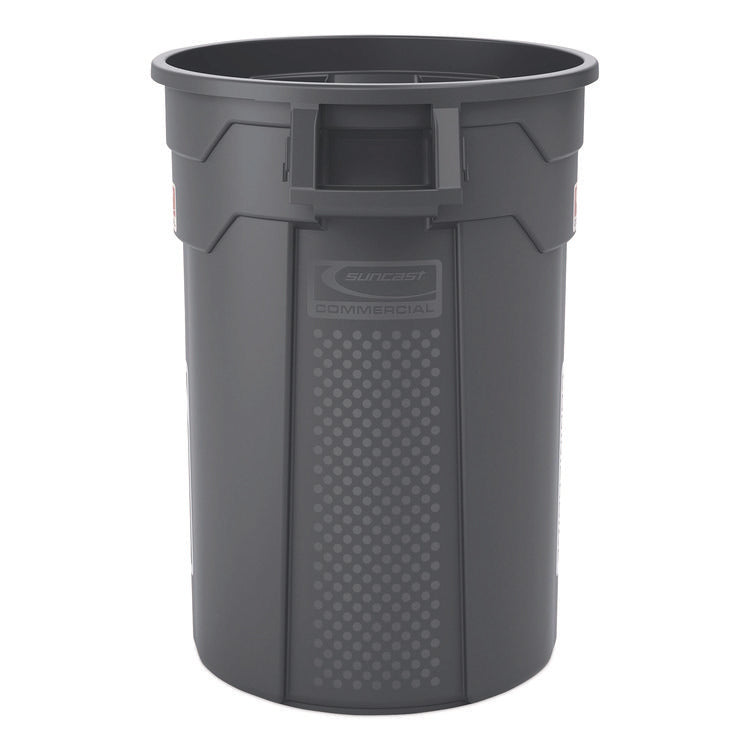 Injection Molded Utility Trash Can, 32 gal, Plastic/Resin, Gray
