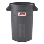 Injection Molded Utility Trash Can, 32 gal, Plastic/Resin, Gray