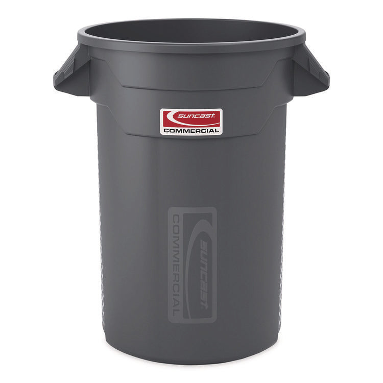 Injection Molded Utility Trash Can, 32 gal, Plastic/Resin, Gray
