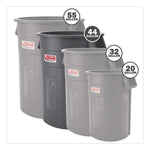 Injection Molded Utility Trash Can, 44 gal, Plastic/Resin, Gray