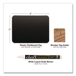 Tabletop Chalkboard Tag, Black Surface, Teak Wood Holder, 3 x 4, 6/Pack