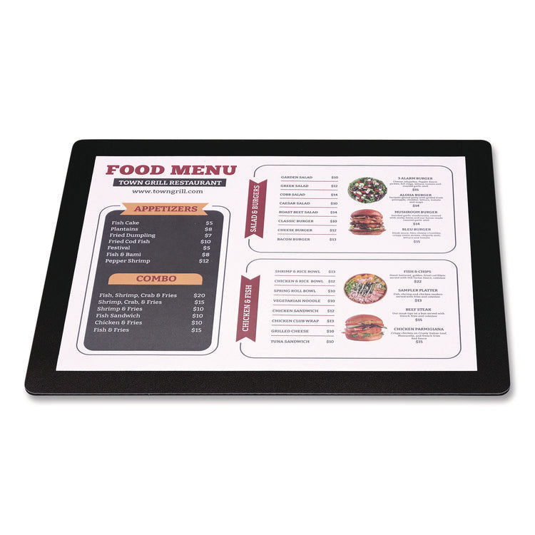 Menu Holder For 8.5 x 11 Menus, Landscape Orientation, 12.6 x 10.2 Holder, Clear/Black