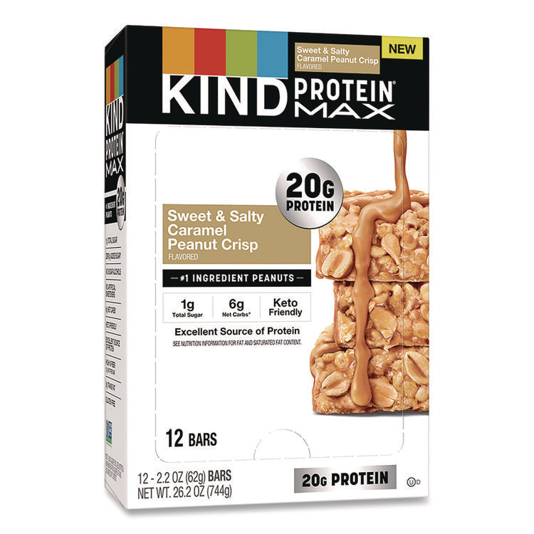 Protein MAX Bar, Sweet and Salty Caramel Peanut Crisp, 2.2 oz Bar, 12/Box