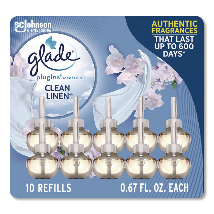 Plugins Scented Oil Refill, Clean Linen, 0.67 oz, 10/Pack