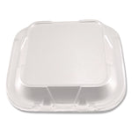 Foam Hinged Lid Containers, 3-Compartment, 8.56 x 8 x 2.76, White, Foam, 200/Carton