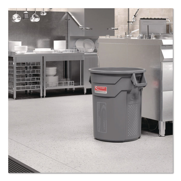 Injection Molded Utility Trash Can, 20 gal, Resin, Gray