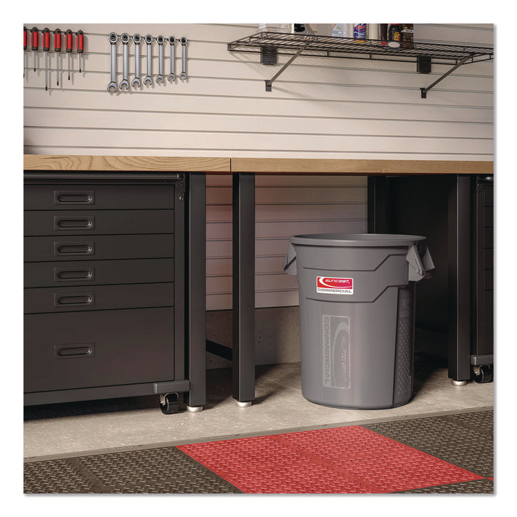 Injection Molded Utility Trash Can, 20 gal, Resin, Gray