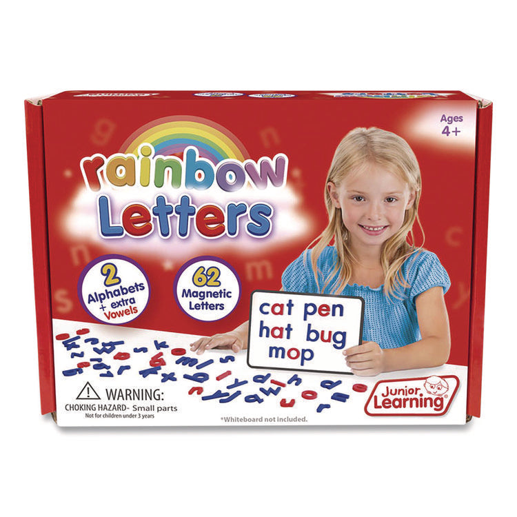 Rainbow Lowercase Letters, (2) Alphabet Sets, (2) Extra Vowel Sets, +/- 1.6" Tall, Blue Consonants, Red Vowels, 62 Pieces