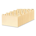 A-Z Index Card Files, 1/5-Cut Top Tab, Assorted Position, 3 x 5, Manila, 25/Set