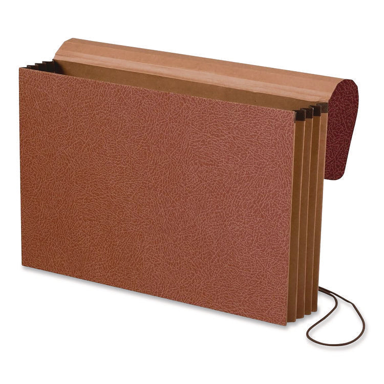 Standard Expanding Wallet with Fiber Gussets, 3.5" Expansion, 1 Section, Elastic Cord Closure, Legal Size, Redrope, 10/Box