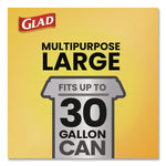 Large Quick-Tie Trash Bags, Tie-Flap, 30 gal, 0.81 mil, 30 x 33, Black, 10 Bags/Box, 12 Boxes/Carton