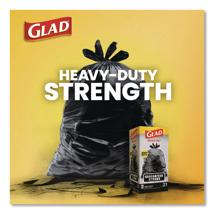 Large Quick-Tie Trash Bags, Tie-Flap, 30 gal, 0.81 mil, 30 x 33, Black, 10 Bags/Box, 12 Boxes/Carton