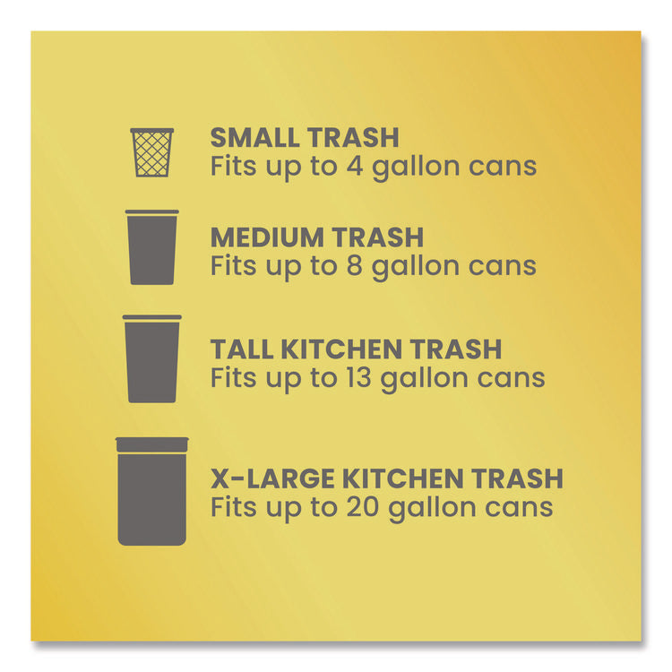 ForceFlex Tall Kitchen Drawstring Trash Bags, Drawstring, 13 gal, Fresh Clean Scent, 10.19 x 9.81, Gray, 110/Roll, 3/Carton