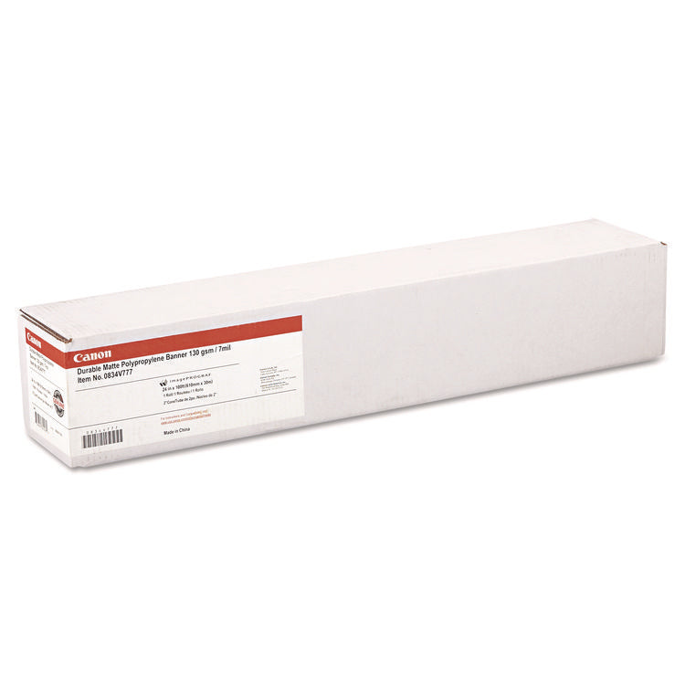 Durable Matte Polypropylene Banner Paper, 2" Core, 7 Mil, 24" X 100 Ft, White