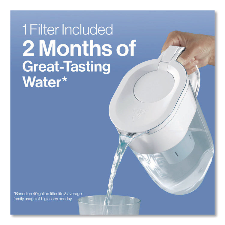 Small 6-Cup Water Filter Pitcher with 1 Standard Filter, Denali, White, 2/Carton