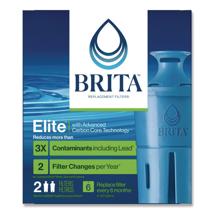 Elite Replacement Water Filters for Pitcher and Dispensers, 2 Filters/Box, 12 Boxes/Carton