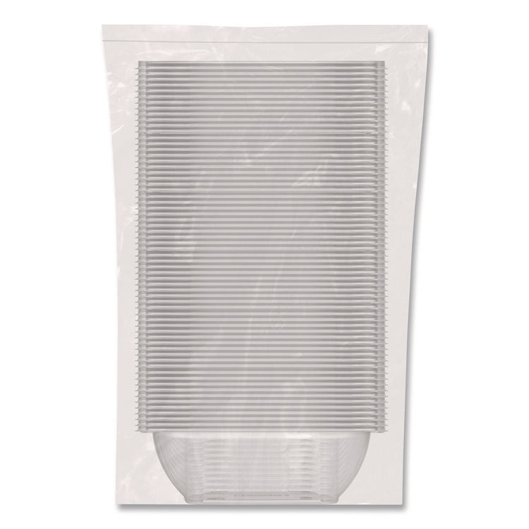 Square Plastic Bowls, 48 oz, 5 x 5 x 2.55, Clear, Plastic, 63 Bowls/Sleeve, 4 Sleeves/Carton
