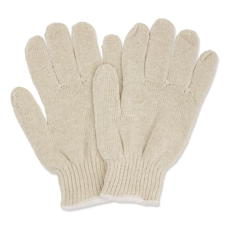 ProWorks String Knit Glove, Reversible, Large, Natural, 12 Pairs