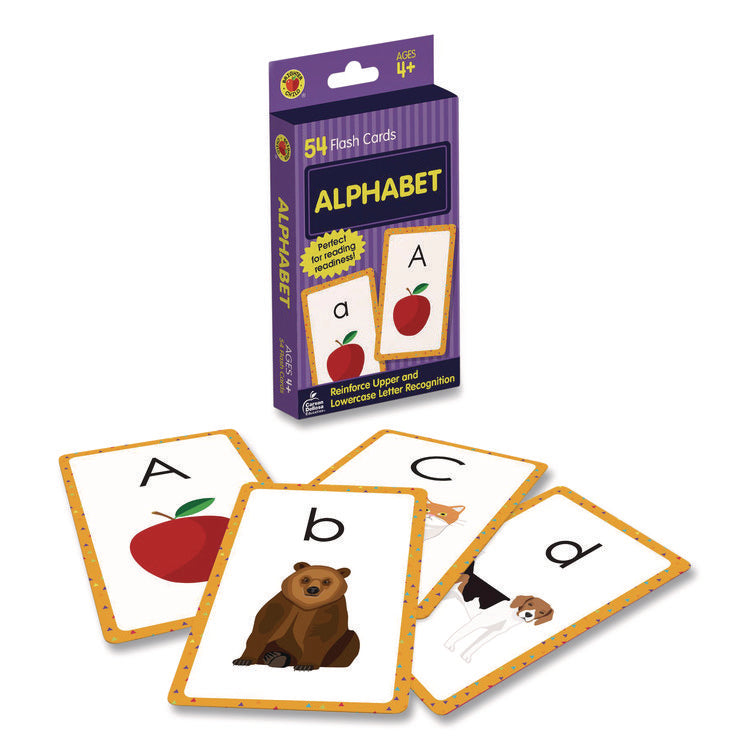 Alphabet Flash Cards, Grades Pre-K to 1, 3.25" x 5.25", Assorted Colors, 54 Cards
